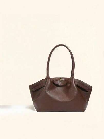 Ny enfärgad retro exklusiv axelväska/crossbody-väska i äkta läder för kvinnor, multifunktionell specialutgåva, utsökt och elegant, stor kapacitet, hållbar, lätt, lämplig för shopping, arbete, resor, affärer och andra tillfällen, kan även användas som förvaringsväska för kosmetika.