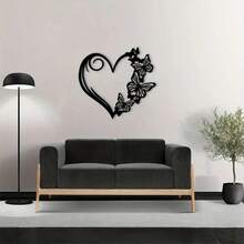 1 Stück Schmetterling Herz Garten Metall Wandkunst Terrasse Dekoration für Heim Dekoration Wohnzimmer Schlafzimmer Esszimmer Wanddekoration - C - Übersicht 4