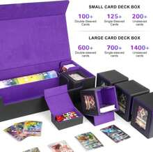 Jaffzora Card Deck Box For MTG Commander, Large 6 In 1 Card Storage Display Case With 5PCS TCG Deck Boxes &Amp; Dice Tray, Holds 2400+ Unsleeved Trading Cards (Black&Amp;Purple Set) - ColorE - 查看 5