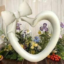 Bộ 2 quả bóng bay hình trái tim rỗng cỡ lớn (Hồng, Đỏ, Trắng ngà, Trong suốt ánh kim), kèm nơ hồng mờ, thích hợp cho tiệc sinh nhật, lễ đính hôn, Ngày Valentine, trang trí đám cưới, trang trí Ngày của Mẹ. - Nhiều màu - Xem 3