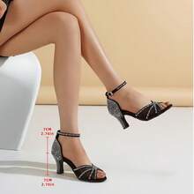 Adecuado para baile profesional, uso en interiores y exteriores. Rhinestones que no se caen. También es un artículo de moda para bodas, galas, fiestas de baile, reuniones del Día de la Madre y uso diario. Un gran regalo para bailarines y entusiastas del baile. - Negro - Ver 12