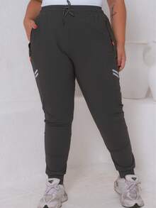 Women's Plus Size Jogger Pants, Premium Comfort, Sporty, Academic, And Elastane. Comfortable. - Bụi tím - Xem 4