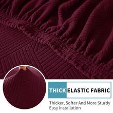 YSTELLAA Stretch Sitzkissenbezug, Elastischer Sofa Sitzkissenbezug rutschfest, Universal Bezug Für Sitzkissen Waschbare, Sofakissen Bezug Sofabezug(2 Sitzer, Dunkelgrau)-8111 - Burgunderrot - Übersicht 6