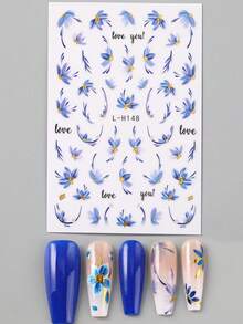 FULL BEAUTY 2片装浅紫色花朵美甲贴纸，法式花瓣，春日优雅，花卉情书，婚礼美甲贴片，适合女性和女孩DIY美甲用品。 - 彩色 - 查看 7