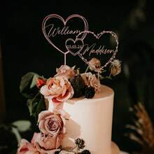 Customizable Gold Heart Shaped Wedding Cake Topper, Suitable For Weddings, Anniversaries And Other Occasions - F-heart Cake Stick Label - View 6