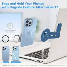 1 Paquete de Soporte Ajustable para Portátil y Soporte Magnético para Teléfono, Clip Lateral Delgado para Monitor Compatible con iPhone y Todos los Teléfonos, Soporte Portátil y Plegable para Expansión de Computadora, Soporte Ergonómico y Ahorrador de Espacio para Portátil y Teléfono - Multicolor - Ver 5