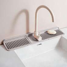 Protector de salpicaduras de grifería de silicona - Tapete antifugas para cocina y baño - Gris Claro - Ver 7