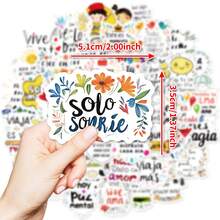 50pcs Inspirational Letter Stickers, Motivational Spanish Language Cartoon Waterproof Durable Stickers Suitable For Water Bottles, Cups, Guitars, Luggage, Phone Cases, Laptops, Skateboards, Gifts School Supplies - Multi-color a - View 5