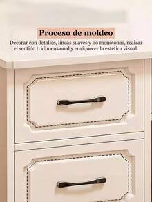 Tocador Multifuncional Con Espejo Y Estante 4 Cajones,Con luces,Suministro de energía USB ﻿ ﻿ ﻿ - Blanco - Ver 6