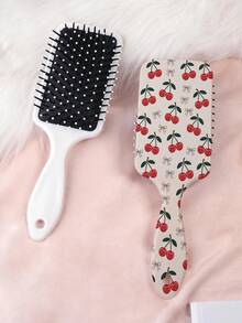 1pc Y2K Aesthetic Air Cushion Hair Comb, Classic Elements Design With Heart, Bow, Cherry, Floral Patterns, Smooth Straight Hair Styling, Durable PC+TPU Material - Multicolor - View 14