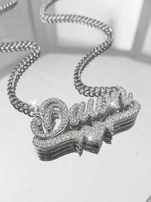 1 DIY Custom Double Welded Women's Name Necklace, Stainless Steel Heart Pendant, Thick Fei Jia Luo Chain, Customizable Name, Simple Daily Style, Keychain,  Customization, Personalized, Unique, Ideal Gift For Her, Ideal Gift For Him, For Girlfriend, Mom, Family, Friends, Daughter, Her, Grandparents, Anniversaries, Birthdays, Daily Wear, Parties, Mother's Day, Valentine's Day, Graduation Ceremonies, Weddings, Black, Silver, Gold, Fashion, Colorful, Retro, Simple, Unisex, Casual, Cute, Custom, Personalized, Unique, Ideal Gift For Him, Ideal Gift For Her, Her, Boyfriend, Girlfriend, Dad, Mom, Family, Friends, Anniversaries, Birthdays, Graduation Ceremonies, Parties, Proms - 彩色 - 查看 7