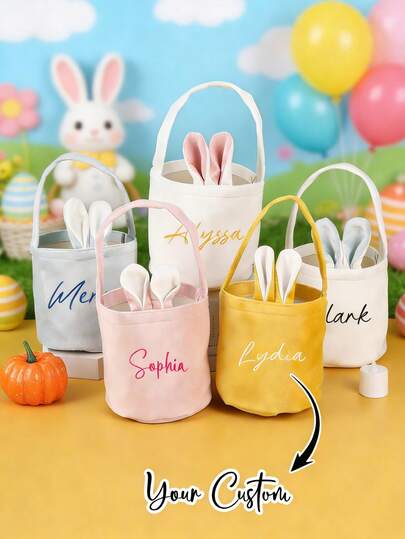 Customizable Easter Gift Bags, Personalized Bunny Candy Bags, Easter Party Tote Bags, Customizable With Your Name, Easter Bunny Ear Baskets, Easter Packaging Gift Bags, Suitable For Easter Parties And Holidays, Perfect Easter Gifts For Family And Friends, Easter Holiday Supplies, Party Supplies.