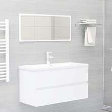 vidaXL Mobile sottolavabo con lavabo integrato, bianco, in materiale ligneo - Bianco - Visualizzare 3