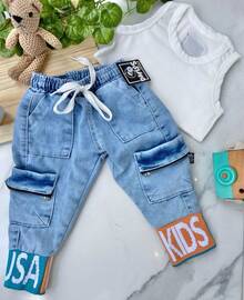Calça Jeans menino juvenil Infantil Masculina – Confortável, TECIDO PREMIUM Tamanhos 2 ao 12 anos - Multicolorido - Visão 3