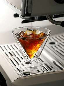 1个双层玻璃杯，隔热三角形饮料杯，家用拿铁/美式咖啡杯 - 無色 - 查看 3