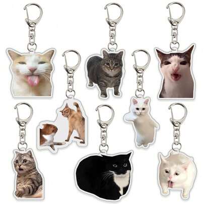 1pc/4pcs Pet Keychain Cat Photo Acrylic Pendant Accessory Backpack For School Letter