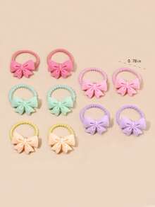10个可爱儿童蝴蝶结发圈 - 彩色 - 查看 3