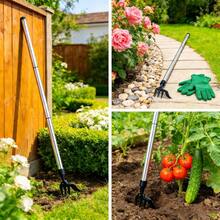 Heavy Duty Weeding Tool With Long Handle And 4-Claw Steel Head, Bamboo Gardening Manual Weeding Tool - Easily Without Bending, Pulling Or Kneeling - Weeder + Stainless Steel Three-section Tube - View 9