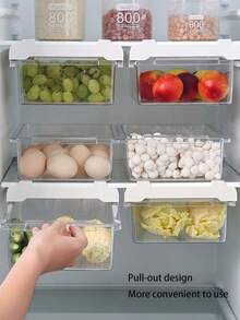 Clear Refrigerator Hanging Drawer Storage Box Kitchen Transparent Organizer For Fruit Vegetable Freshness Pull-Out Produce Keepers Can Organizers Space-Saving Refrigerator Storage Containers Hanging Drawer Kitchen Organizer Box Household Items - Multicolor - View 7