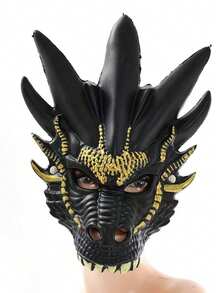 Adult Cosplay Funny Combo: Black & Gold Dragon Mask + Stethoscope, Essential For Holiday Costumes - Multicolor - View 6