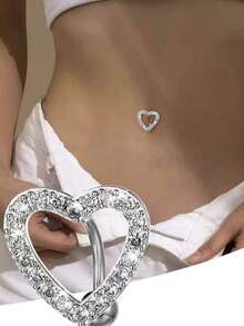 Piercing de umbigo com decoração em coração de strass - pequeno - Visão 2