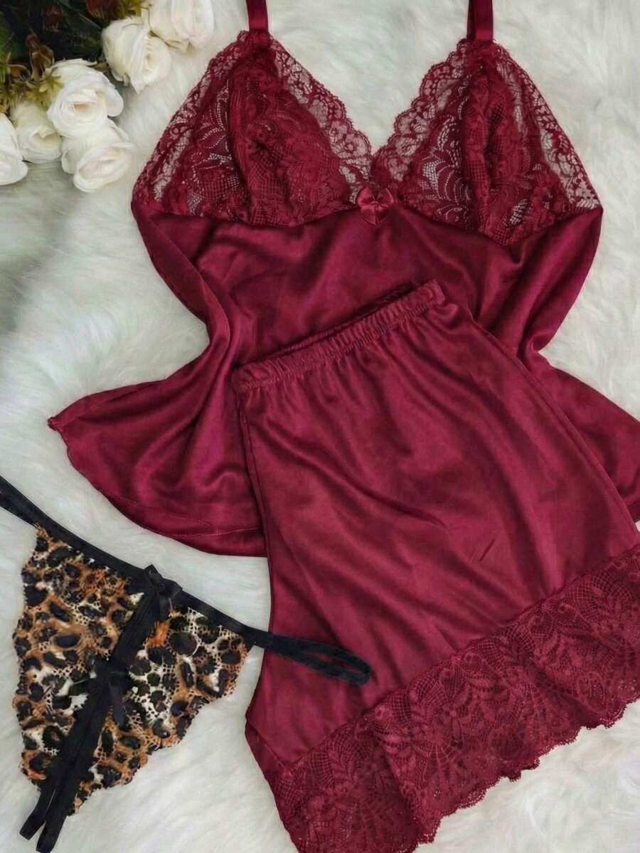 KIT 1 Baby-doll sexy e 1 Calcinha Apressadinha Fio Sexy - Multicolorido - Visão 1