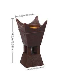 1 Pc/Set Dark Brown Wood Grain Crown Top Resin Incense Burner. Modern Wabi-Sabi Style Bakhoor Burner. Tall Foot Design With Upper And Lower Spliced Structure Incense Burner. - Multicolor - View 5