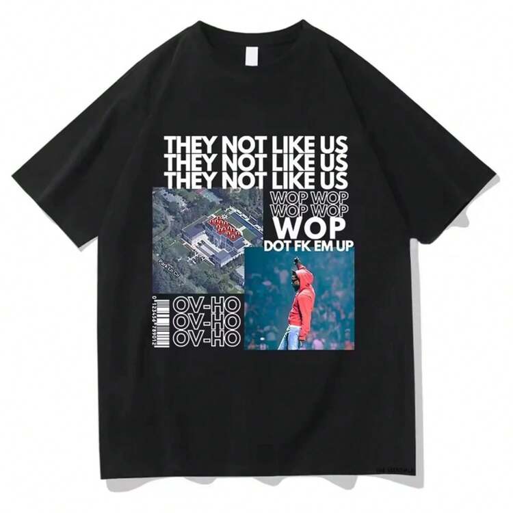 Kendrick Lamar Not Like Us Women Clothing Tee Shirt Homme New in Top Tee short sleeve Round Neck Printing Pullover Tshirt - Negro - Añade 1