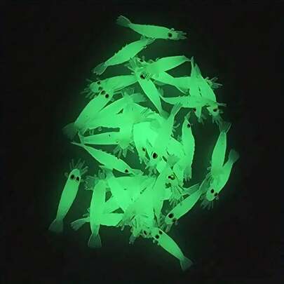 20pcs/50pcs/100pcs Fishing Soft Bait, Artificial Glow-In-The-Dark Shrimp Lure, Ice Fishing Accessories, Suitable For Bass, Striped Bass, Trout, Whitefish Night Fishing