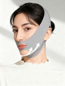 1pc Daily Face Firming Band - V-Line Sculpting Tool With Silk Cooling Fabric, Contour Defining Mask For Beautiful Features. Elevate Your Everyday Beauty - Grey - View 1
