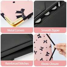 Server Book, PU Leather Server Books For Waitress With Zipper Pockets, Waitress Book With Pen Holder Fit Server Apron Check Presenters For Restaurants - MàuD - Xem 4