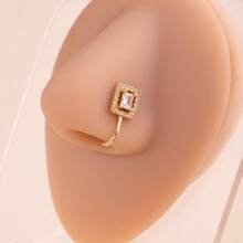 1pc/3pcs Minimalist Elegant Cubic Zirconia Embedded Heart & Flower Nose Stud, Fashionable Luxury Versatile Piercing Jewelry For Women - Gold - View 4
