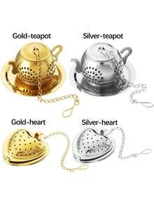 2 件装茶漏茶球，带链条和滴水盘，3D 不锈钢茶漏 - 彩色 - 查看 7