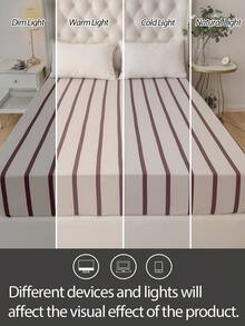 1件100%纯棉床笠，条纹水洗棉，天然质感，柔软舒适，适用于30厘米厚床垫，男女通用宿舍床上用品，学校宿舍装饰，简约卧室装饰 - 彩色 - 查看 7