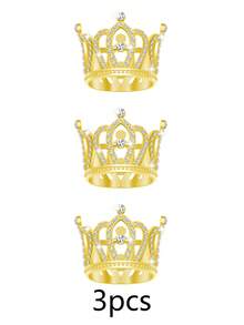 6件套合金迷你皇冠公主发箍，派对用品，派对礼品和装饰品，包含节日皇冠套装，婚礼发饰 - 多色+白鑽 - 查看 5