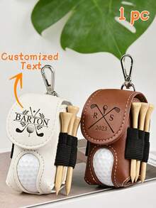 1pc Personalized Golf Ball Display Case With Customizable Engraved Label, Leather Material, Golf Ball Display Case, Golf Ball Display Label, Men's Gift, Christmas Gift - Golf Peg Keychain - View 2