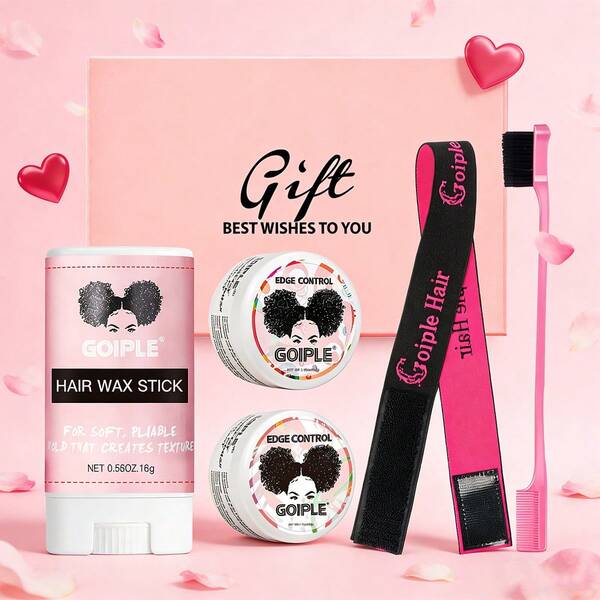 GOIPLE 情人节定型啫喱和发蜡棒套装，发际线修饰霜，防毛躁造型固体发蜡，适用于天然假发，小巧旅行套装，送给女友/妻子的礼物