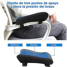 sillasReposabrazos Ergonómicos para Silla Oficina con Gel 2PCS Descansa Brazos con Almohadillas para Orejas Espuma Viscoelástica Cojín Alivio de Presión de Codo Antebrazo Armrest Pads para Computadora - Negro  Azul - Ver 4