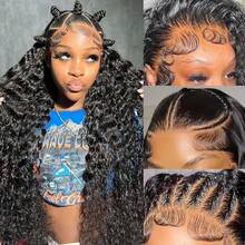 bling hair Perruque Cheveux Humains 13x6 Lace Frontale Deep Wave Noir Naturel, Perruque Naturelle Brésilienne 180 Densité 30 32 Pouces, Perruque Lace Front HD Transparente Pré-Épilée Avec Nœuds Discrets, Cheveux Humains Souples Undulations Profondes, Perruque Lace Frontal 13x6 Large Raie Effet Naturel, Bonnet Ajustable Comfortable Et Respirant, Perruque Cheveux Humain Prête à Porter, Adaptée Usage Quotidien, Travail, Soirée, Mariage, Sortie, Perruque Femme Texture Deep Wave Longue Et Volumineuse, Perruque Naturelle Haute Densité, Coiffure Ondulée Élégante, Perruque Lace Frontale Cheveux Humains Style Naturel Et Soigné - Natural Black - 查看 3