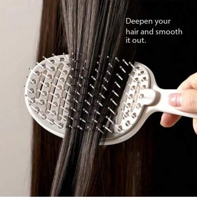 自清洁罗纹梳，高梳齿蓬松梳，防静电头皮按摩梳（女士专用），家用卷发梳