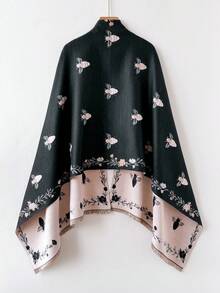 1 chiếc khăn choàng cổ ấm áp bằng chất liệu giả cashmere họa tiết ong và hoa thanh lịch dành cho nữ, thích hợp cho mùa thu/đông, kiểu dáng thời trang đa năng, khăn choàng giữ ấm, phù hợp để phối đồ và trang trí hàng ngày. - Nhiều màu - Xem 2