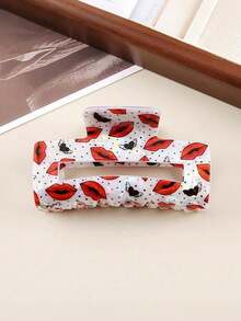 1pc Heart-Shaped, Lip, Cupid Rose Design Large Rectangle Hair Clip, Valentine's Day - Shark Hair Clip - View 4