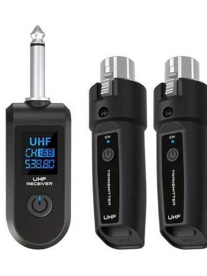 2.4G无线麦克风系统，配备UHF无线XLR发射器和接收器，适用于动圈/电容麦克风、电吉他/贝斯、调音台、PA系统；KET 501530 3.7V 200mAh
