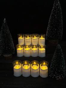 12/24-Piece Pack Of Transparent LED Teacup Candles With Remote Control Timer, Made Of Acrylic, Battery Powered, Suitable For Valentine's Day, Weddings, Home Decorations, And Party Decorations (Batteries Included). - trắng - Xem 7