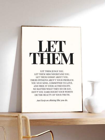 1pc Modern Let Them Wall Art, Motivational Wall Art, Motivational Poster, Office Decor, Self Love Poster, Printable Wall Art, Inspirational Wall Art, The Ideal Gift For Friends, Bedroom Art Print, Living Room Decor, Office Decor, Kitchen Decor, Wall Arts, Wall Decor, Home Decor, Room Decor, Canvas Wall Art, Posters, Wall Art With Frame, Optional Frame ﻿ ﻿ ﻿