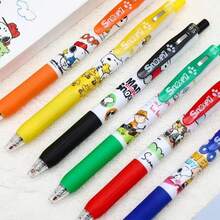 6支装卡通史努比中性圆珠笔，0.55mm黑色墨水，可爱治愈系小狗文具，学习用品，完美派对礼物，粉丝节礼物 - 彩色 - 查看 5