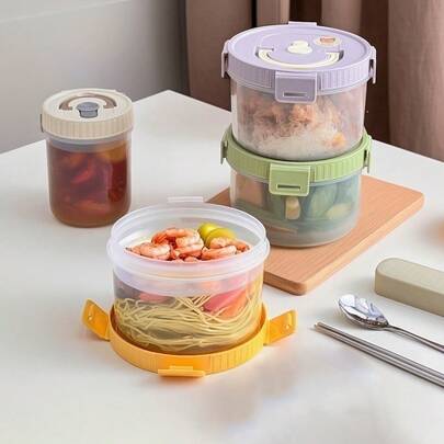 1100ML Round Transparent Plastic Lunch Box, Sealed Leak Proof Bento Box, Portable Fruit Salad Container, Microwave Heated Food Storage Container, Large Capacity Refrigerator Fruit Vegetable Preservation Box, Suitable For Students & Adults To Use At School, Office, Travel, Camping, Picnic, Back To School