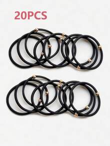 20/50/100个装 弹性简约心形多功能发圈，带金色小珠子，发绳 - 彩色 - 查看 10