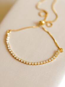 Pulseira Riviera Cristal banhado a ouro 18k - Dourado - Visão 1