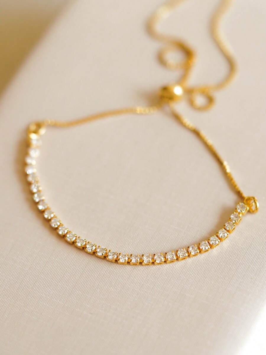 Pulseira Riviera Cristal banhado a ouro 18k - Dourado - Visão 1